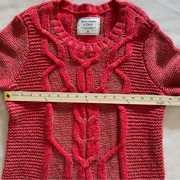 Abercrombie & Fitch Red Cable Knit Pullover Sweater Women’s Size M Cozy Winter - Picture 5 of 9